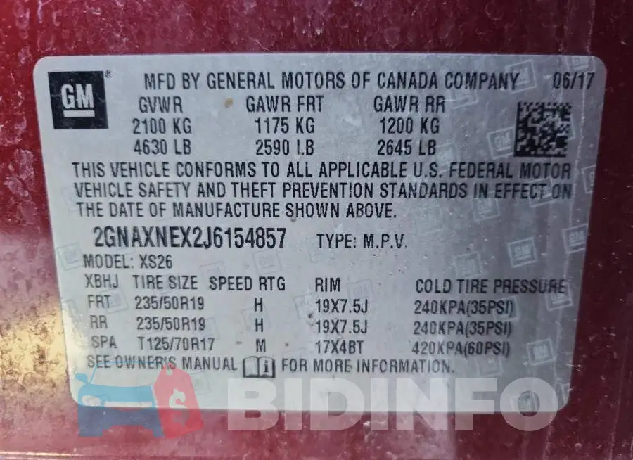 2GNAXNEX2J6154857 Photo# 13