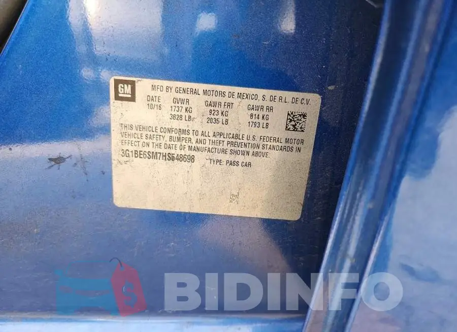 3G1BE6SM7HS548698 Photo# 12