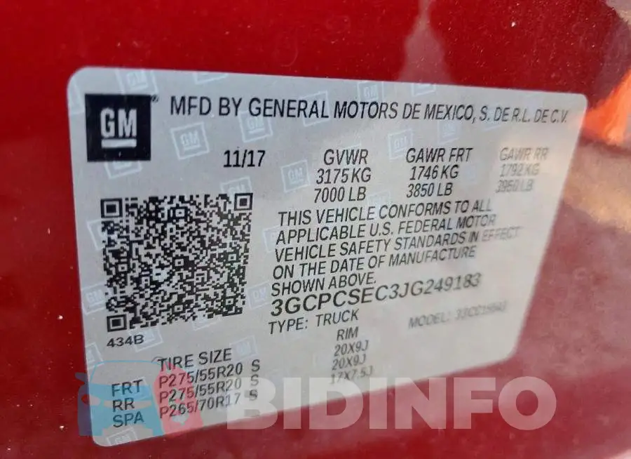 3GCPCSEC3JG249183 Photo# 13