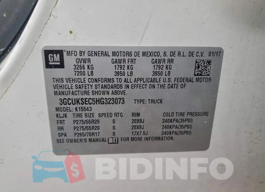 3GCUKSEC5HG323073 Photo# 13
