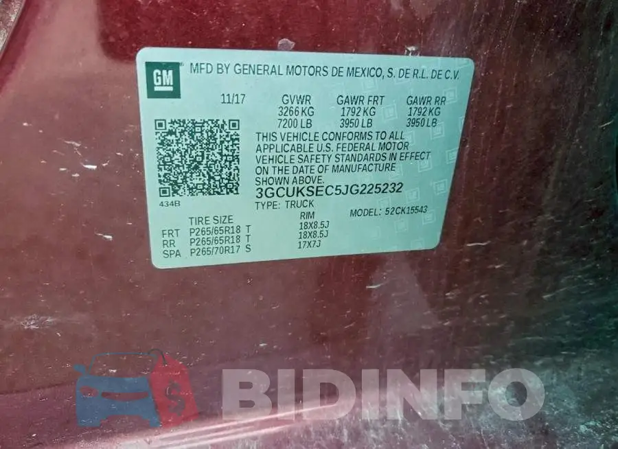 3GCUKSEC5JG225232 Photo# 12