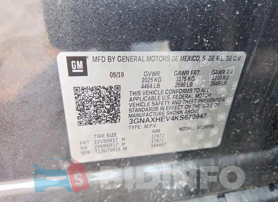 3GNAXHEV4KS670947 Photo# 13