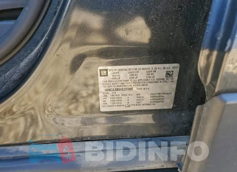 3GNCJLSBXHL237885 Photo# 13