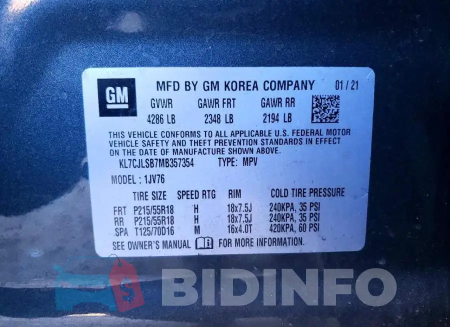 KL7CJLSB7MB357354 Photo# 10