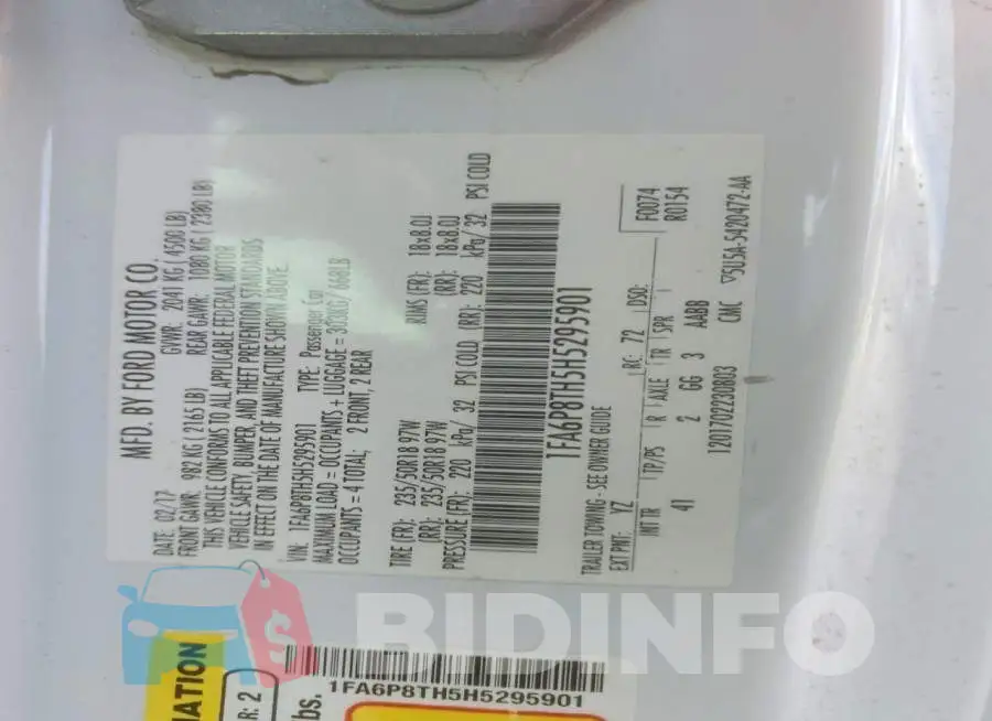 1FA6P8TH5H5295901 Photo# 13