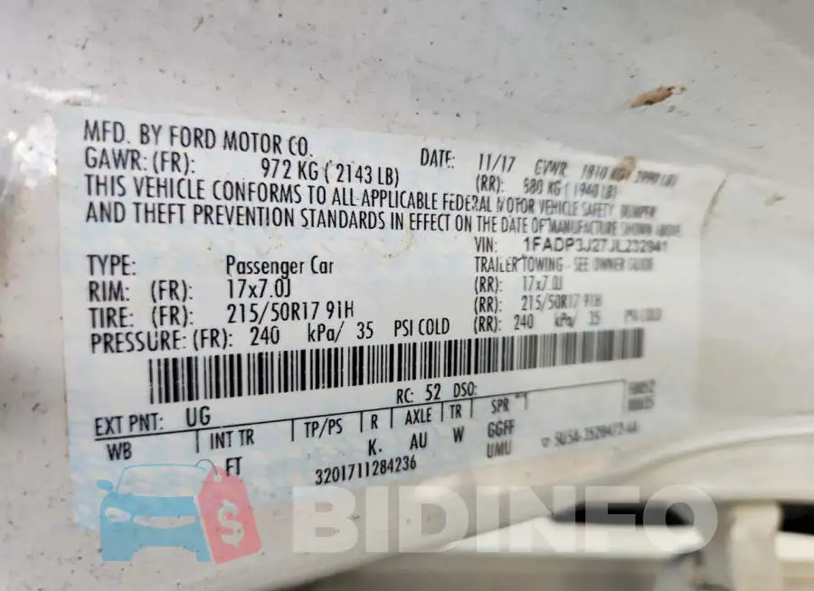 1FADP3J27JL232941 Photo# 12