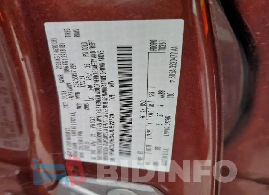 1FMCU0HD4JUB22729 Photo# 14