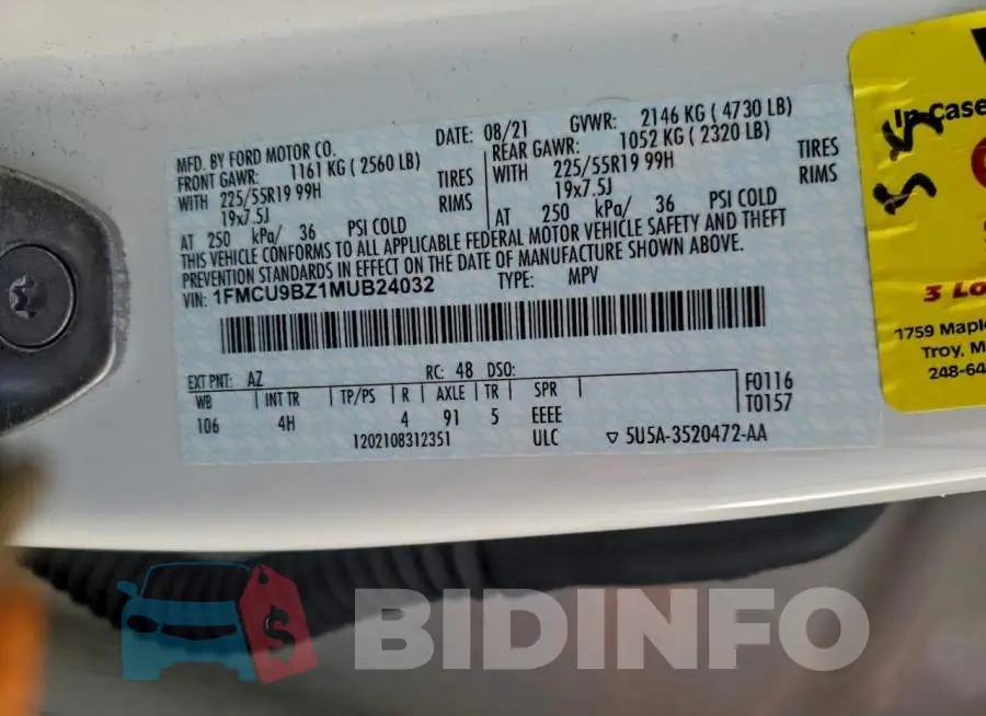 1FMCU9BZ1MUB24032 Photo# 13