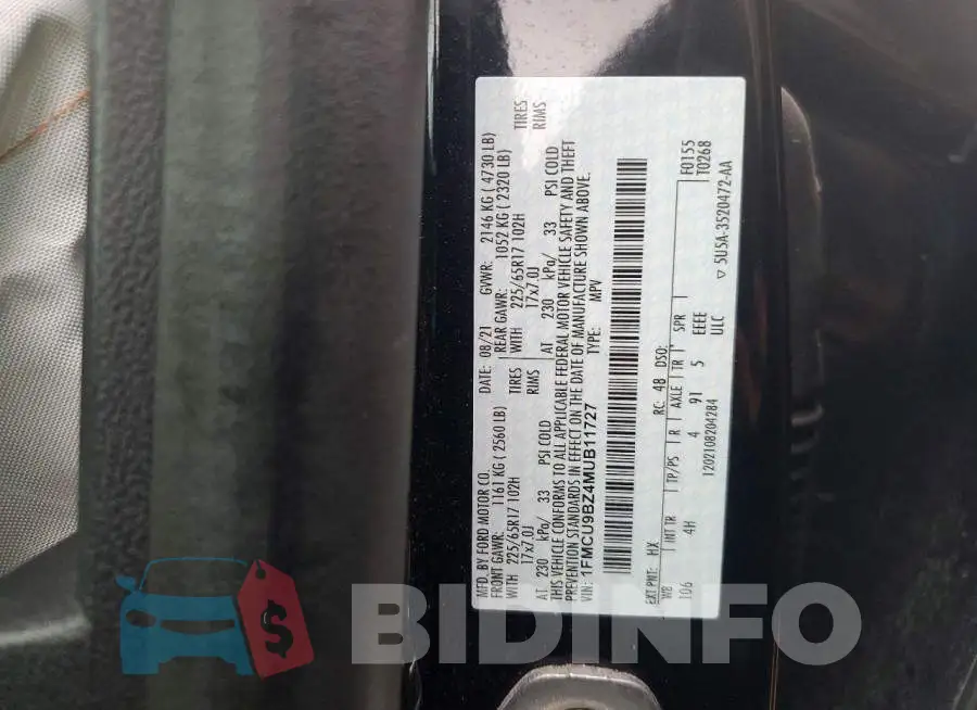 1FMCU9BZ4MUB11727 Photo# 13
