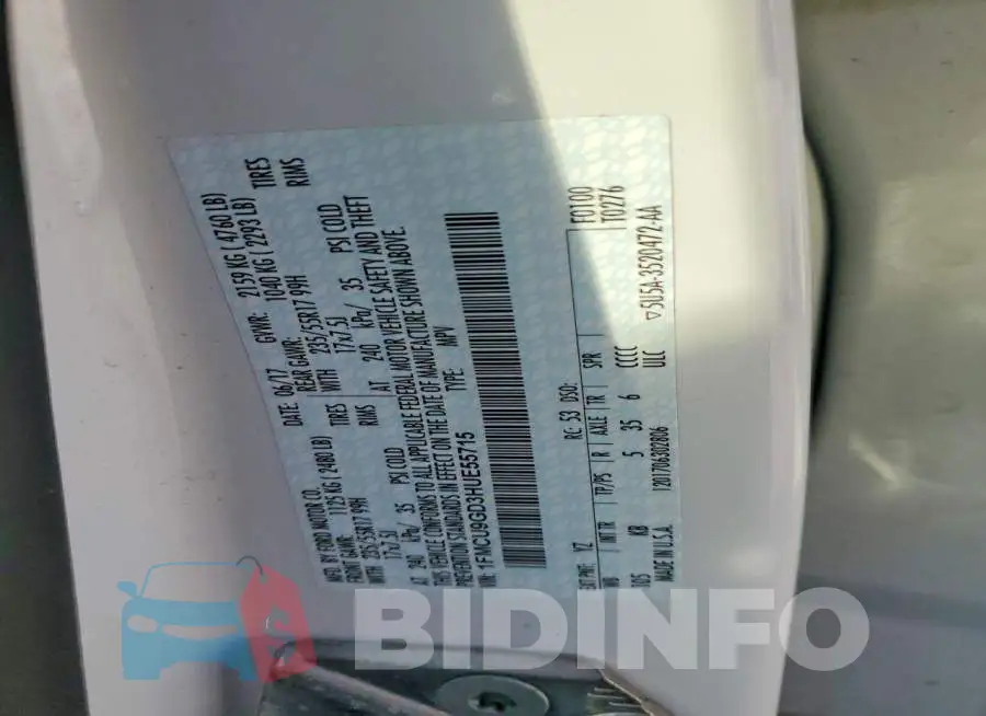 1FMCU9GD3HUE55715 Photo# 13