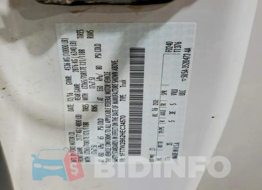 1FT7W2B62HEC34570 Photo# 12