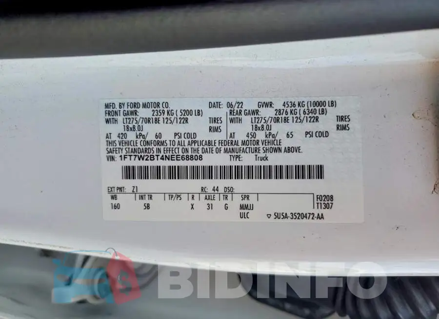 1FT7W2BT4NEE68808 Photo# 12