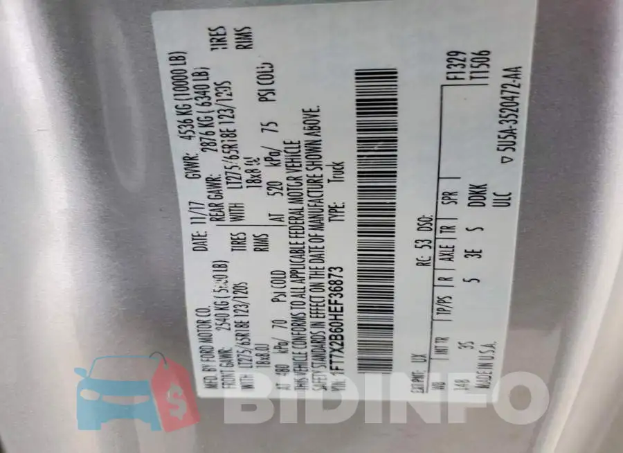 1FT7X2B60HEF36873 Photo# 12