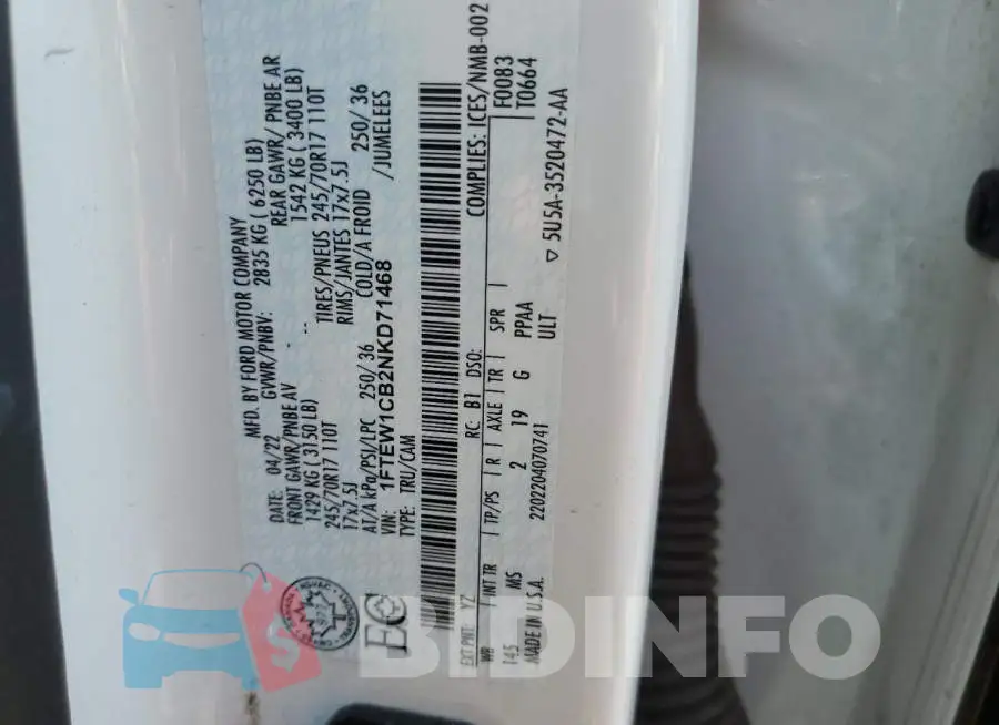 1FTEW1CB2NKD71468 Photo# 13