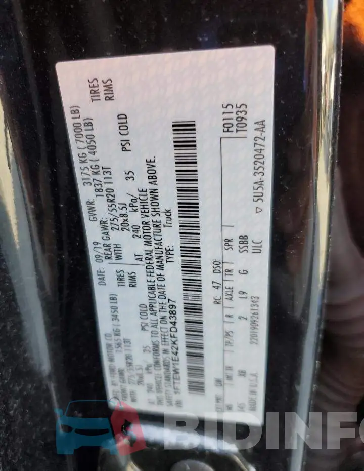 1FTEW1E42KFD43897 Photo# 12