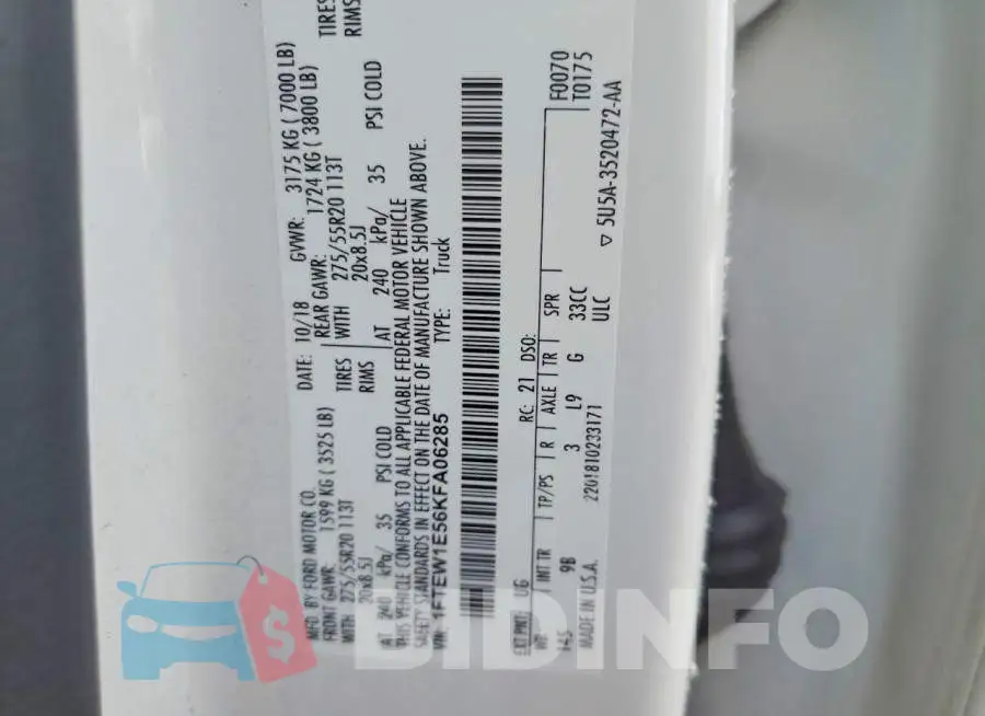 1FTEW1E56KFA06285 Photo# 12