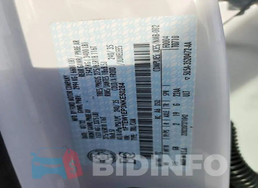 1FTEW1EP3NKE50284 Photo# 12