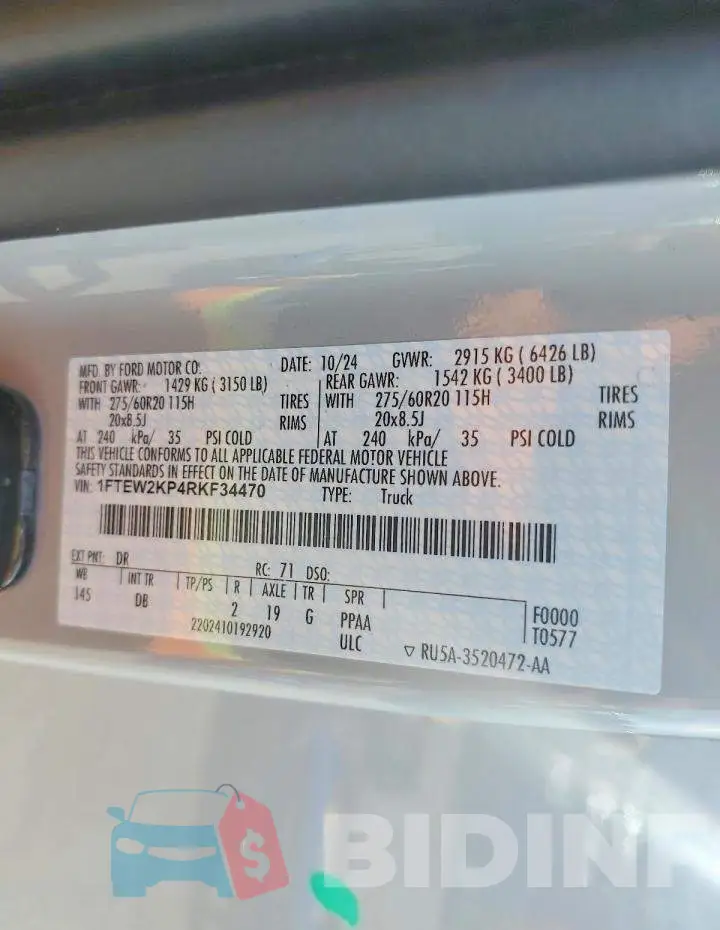 1FTEW2KP4RKF34470 Photo# 12