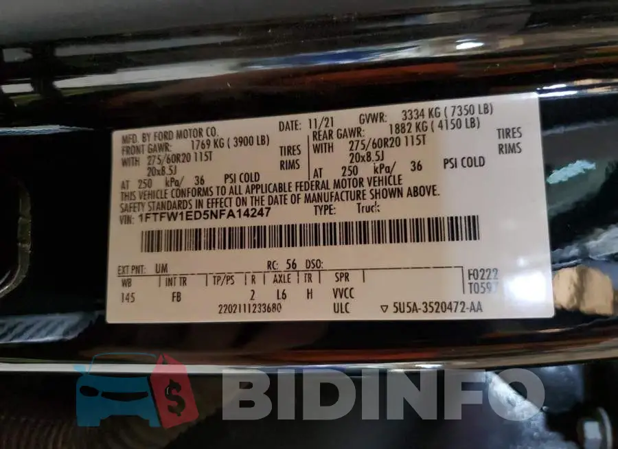 1FTFW1ED5NFA14247 Photo# 12