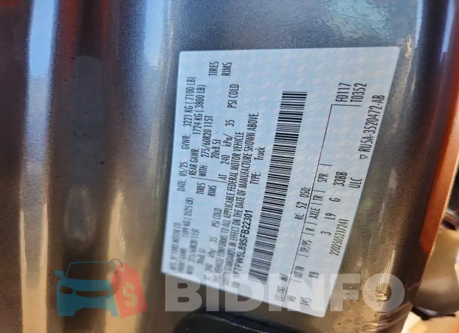 1FTFW5L89SFB22301 Photo# 12