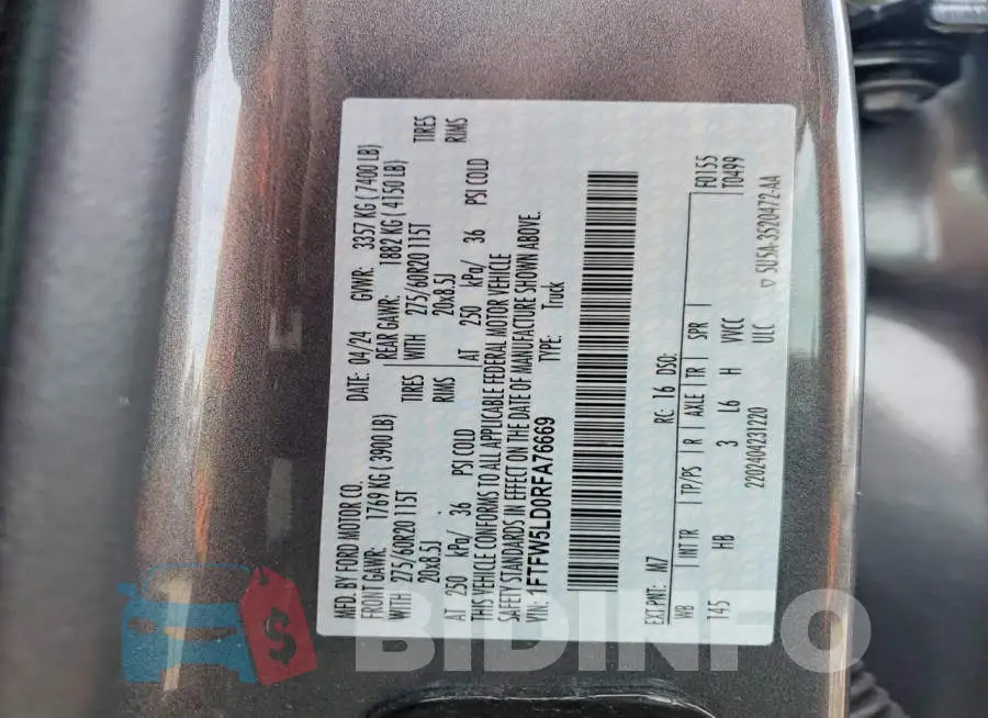 1FTFW5LD0RFA76669 Photo# 12