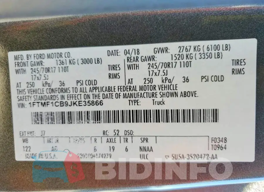 1FTMF1CB9JKE35866 Photo# 12