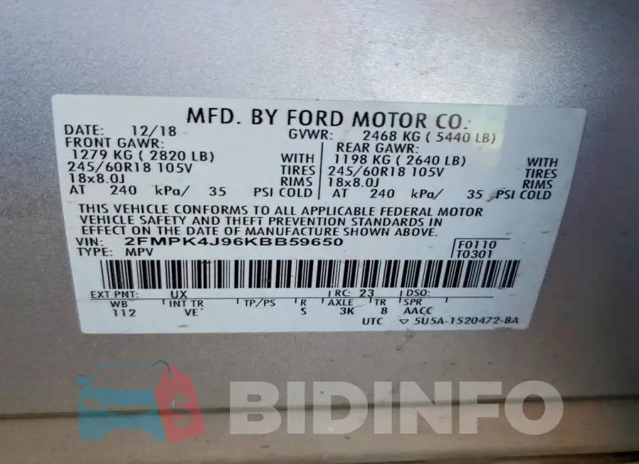 2FMPK4J96KBB59650 Photo# 13