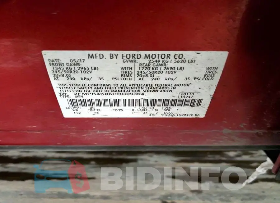 2FMPK4K86HBC09364 Photo# 13