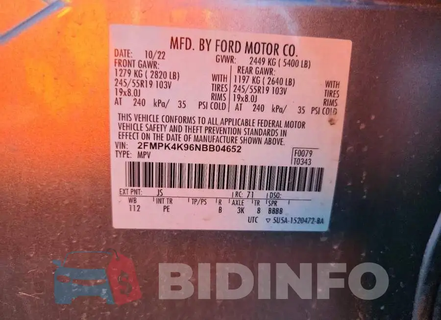 2FMPK4K96NBB04652 Photo# 11