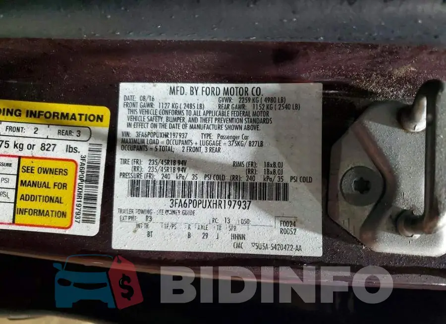 3FA6P0PUXHR197937 Photo# 12
