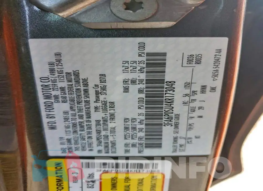 3FA6P0SU4KR173048 Photo# 12