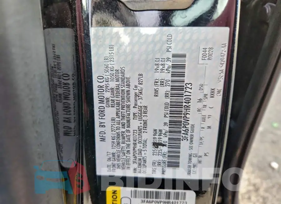3FA6P0VP9HR401723 Photo# 12
