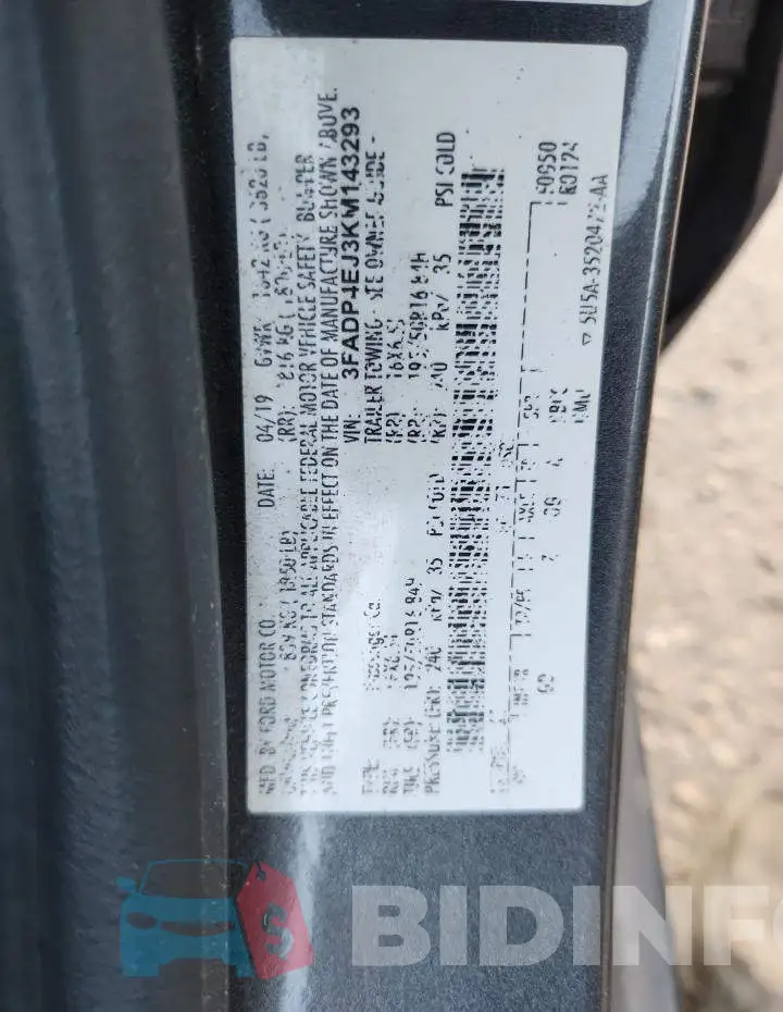 3FADP4EJ3KM143293 Photo# 12