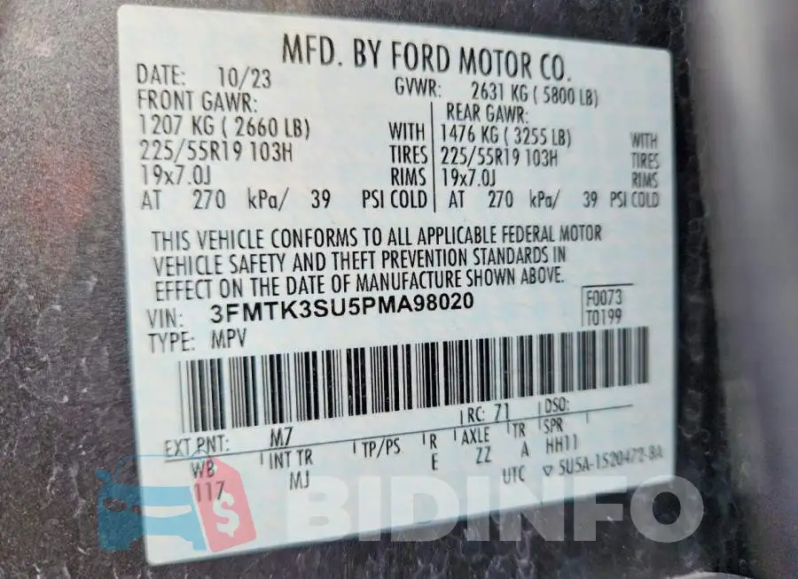 3FMTK3SU5PMA98020 Photo# 14