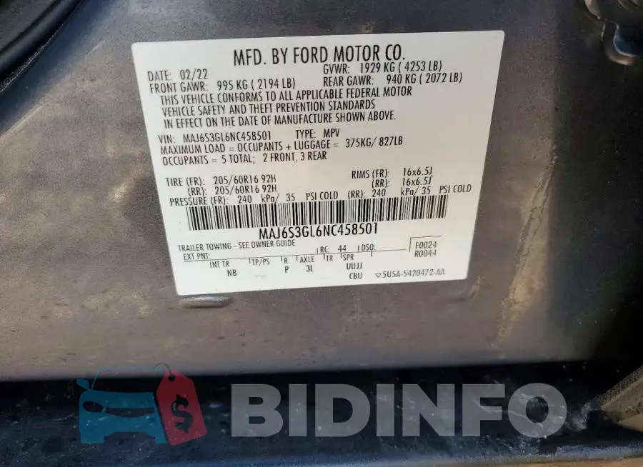 MAJ6S3GL6NC458501 Photo# 13