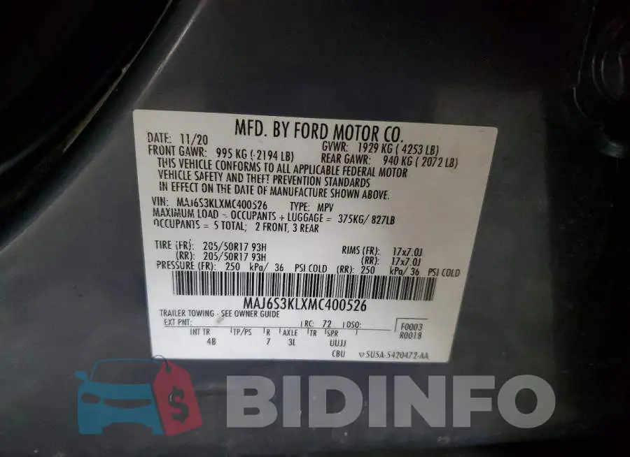 MAJ6S3KLXMC400526 Photo# 13