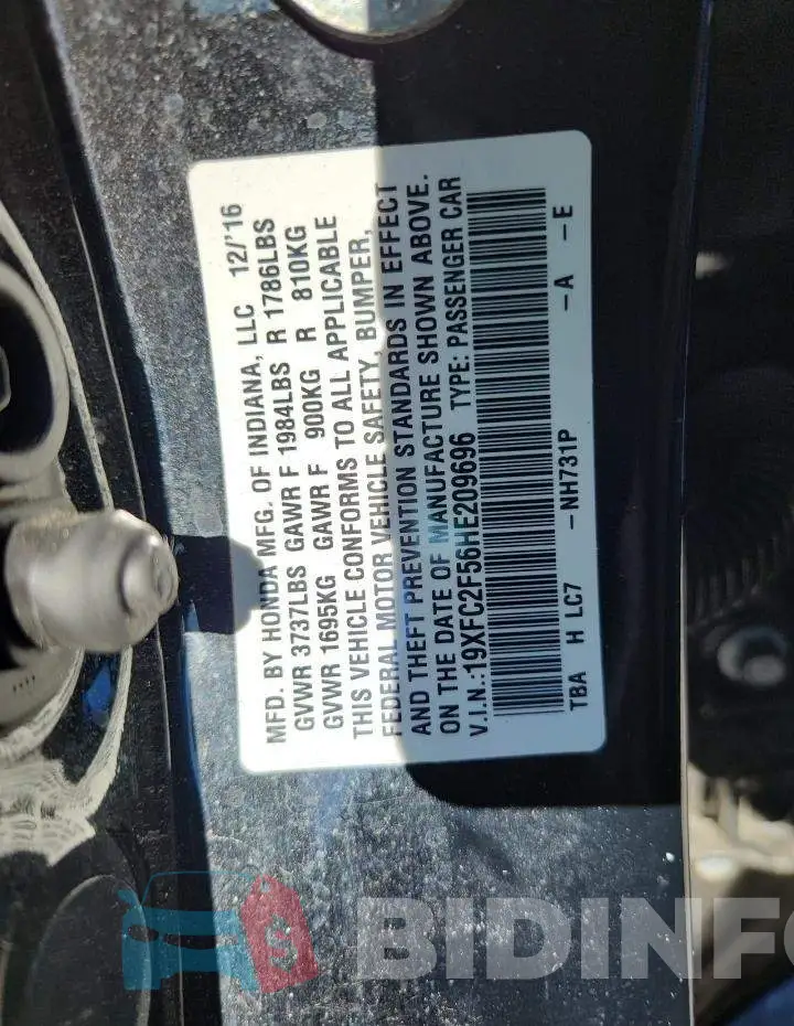 19XFC2F56HE209696 Photo# 12