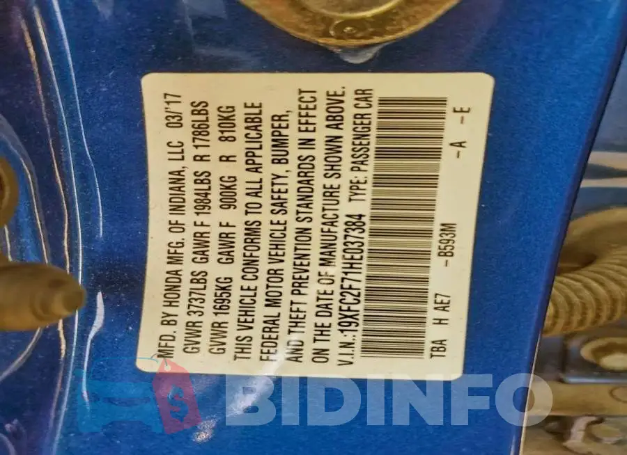 19XFC2F71HE037384 Photo# 12