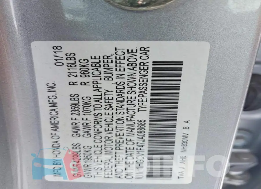 1HGCV1F47JA088685 Photo# 12
