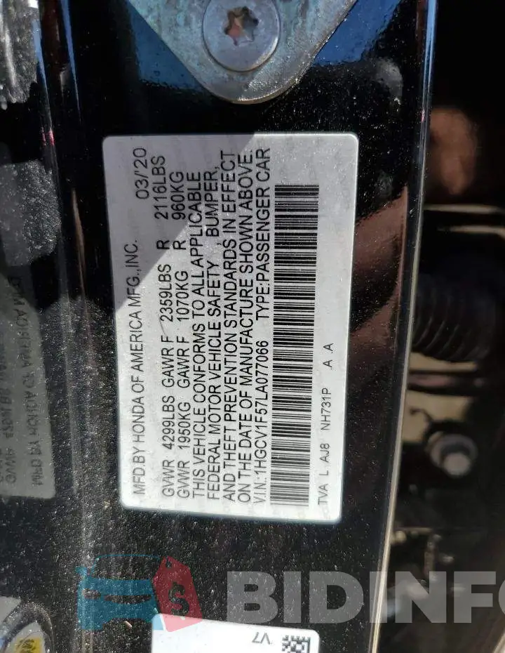 1HGCV1F57LA077066 Photo# 12