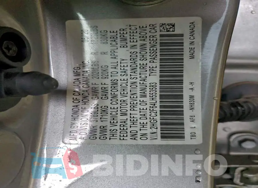 2HGFC2F64LH553583 Photo# 12