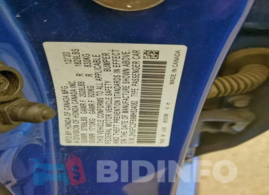 2HGFC2F89MH524082 Photo# 12