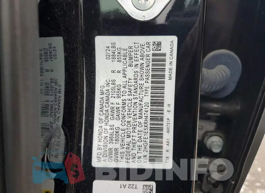 2HGFE1E5XRH474120 Photo# 12