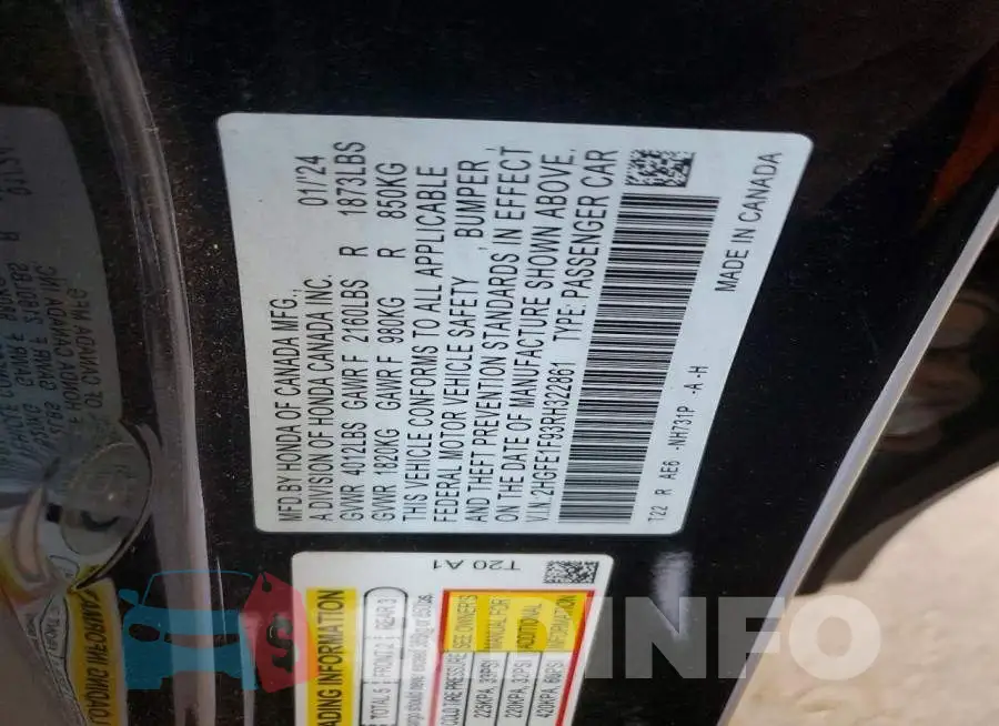 2HGFE1F93RH322861 Photo# 13