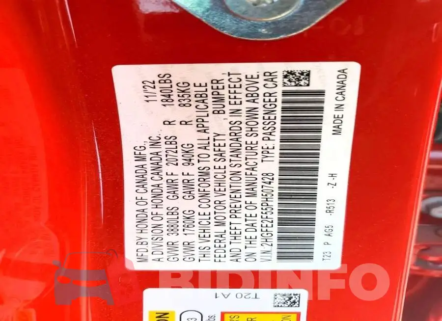 2HGFE2F55PH507428 Photo# 12