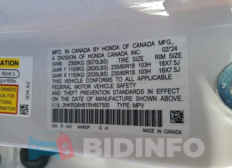 2HKRS6H81RH807500 Photo# 13