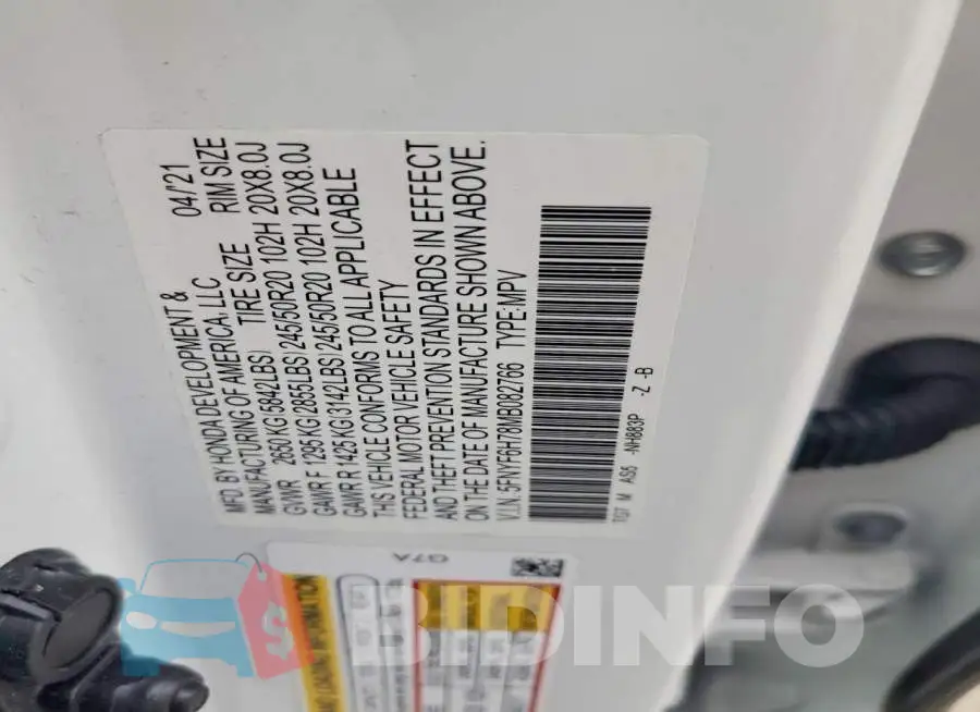 5FNYF6H78MB082766 Photo# 11