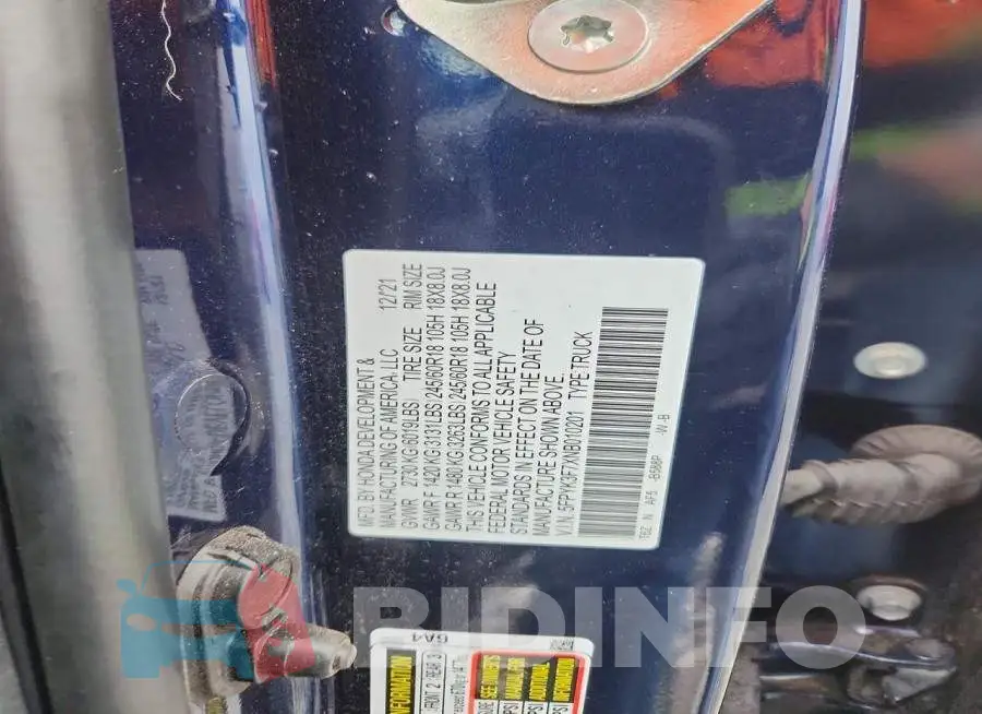 5FPYK3F7XNB010201 Photo# 13