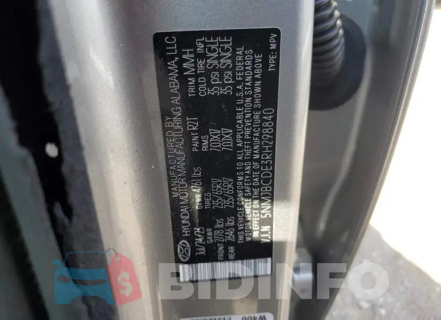 5NMJBCDE3RH298840 Photo# 13