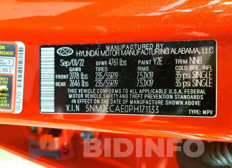 5NMJECAE0PH171133 Photo# 14
